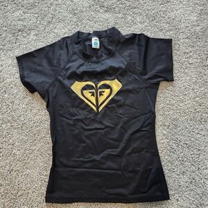 ROXY SWIM Rashguard RASH Guard T SHIRT Black Extra Small
